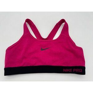 Nike Pro Racerback Sports Bra Bright Pink/Black Dri-Fit Wireless Womens Medium M